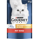 Gourmet Perle Erlesene Streifen mit Rind Nassfutter - 85 g Beutel