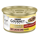 Gourmet Gold  Zarte Häppchen mit Lachs und Huhn - 85 g Dose