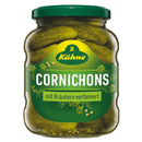 Kühne Feine Cornichons mit feinen Kräutern verfeinert - knackig-pikant - 370 ml