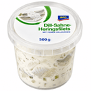 Hochwertige Dill-Sahne-Heringsfilets mit feinen Dillgurken - 500 g Becher (Tiefpreis) k