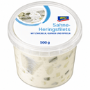 Hochwertige Sahne-Heringsfilets mit Zwiebeln, Gurken und Äpfeln gekühlt - 500 g (Tiefpreis)k k